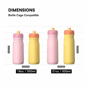 18 oz / 21 oz vacuum insulated stainless steel cycling water bottle