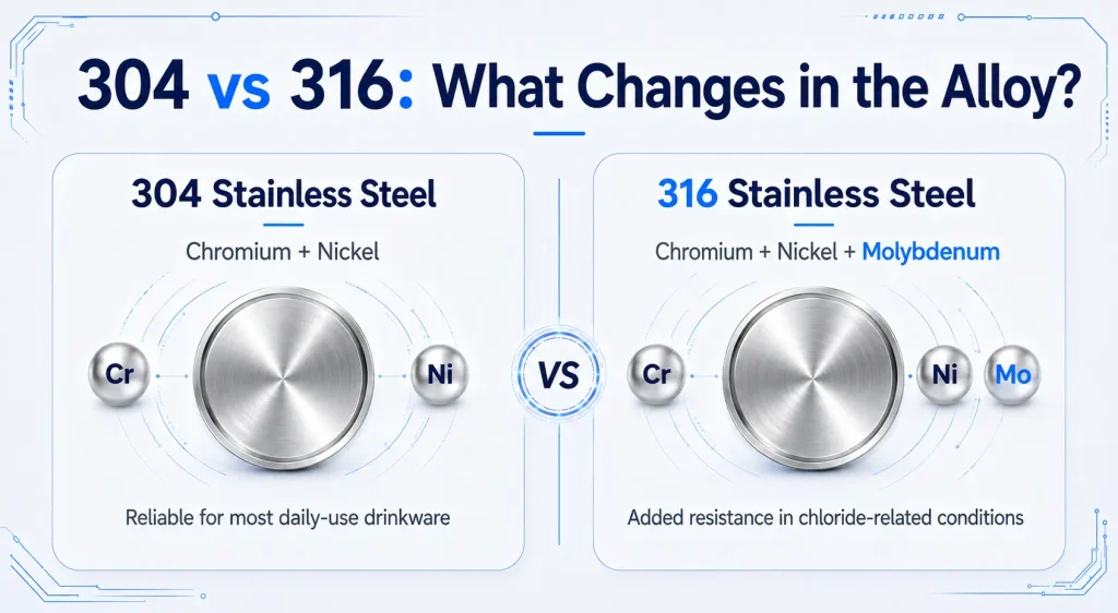 304 316 stainless steel composition comparison