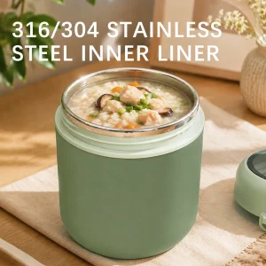 304 stainless steel insulated food jar with folding spoon and carry handle (复制)
