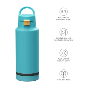 40 oz vacuum insulated stainless steel travel bottle with two cups and handle (复制)