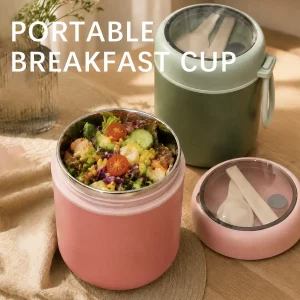 304 stainless steel insulated food jar with folding spoon and carry handle (复制)