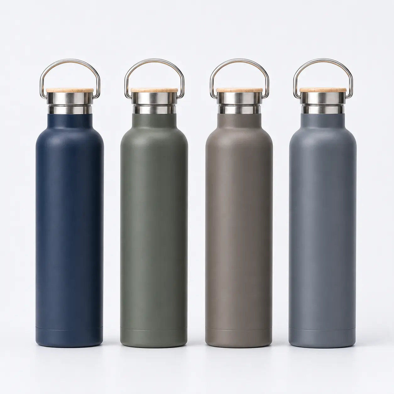 custom stainless steel water bottle color options wood lid