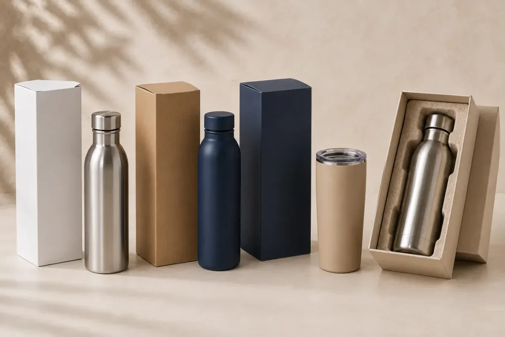 Custom Drinkware Packaging: How to Balance Protection, Branding, MOQ, and Shipping Cost Custom water bottle box options for wholesale retail and gifting