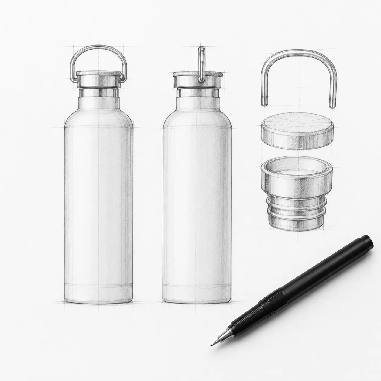custom water bottle oem design sketch