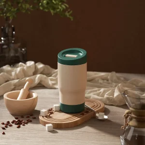 double wall vacuum insulated stainless steel coffee tumbler with leak proof flip lid