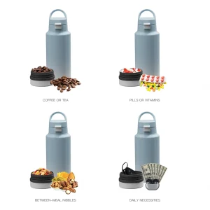 40 oz vacuum insulated stainless steel travel bottle with two cups and handle (复制)