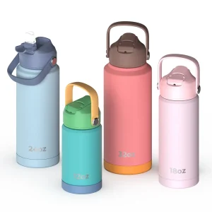 vacuum insulated stainless steel sports water bottle with multiple lid options