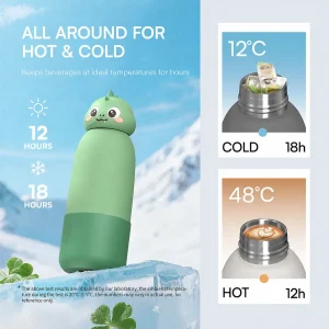 cute animal stainless steel water bottle for kids – 14oz & 17oz