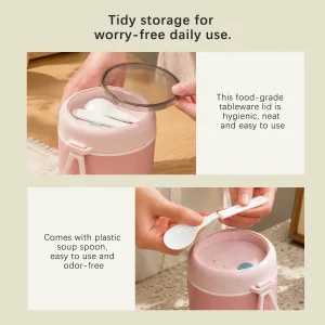 304 stainless steel insulated food jar with folding spoon and carry handle (复制)