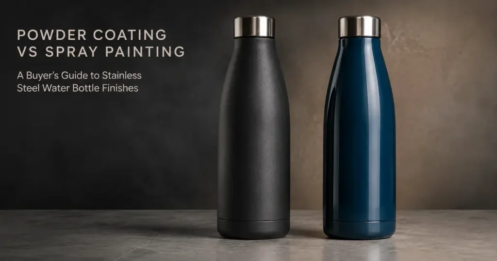 Powder Coating vs Spray Painting for Stainless Steel Water Bottles: What Buyers Should Specify powder coating vs spray painting water bottles with text