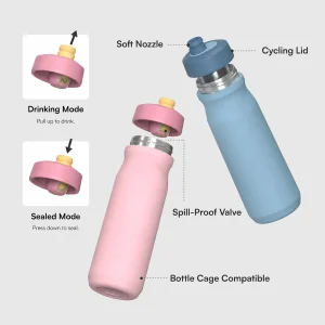 18 oz / 21 oz vacuum insulated stainless steel cycling water bottle