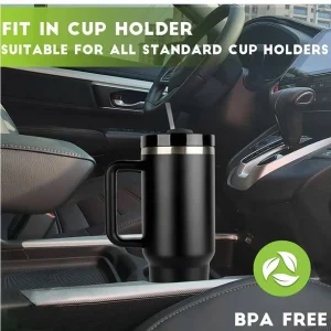 40 oz vacuum insulated stainless steel tumbler with straw and handle