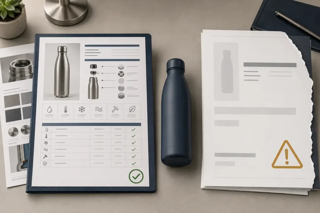 FDA vs LFGB for Custom Water Bottles: What Buyers Should Actually Verify Compliance document checklist for custom drinkware buyers
