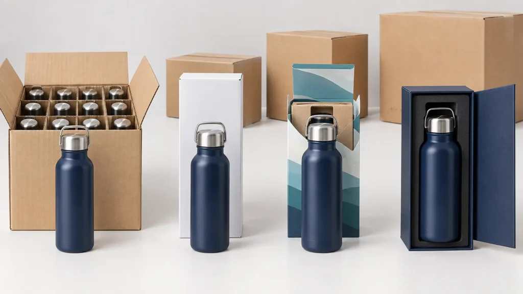 Water bottle packaging options with different cost and shipping impact